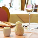 Fluffy sheep decoration on a table